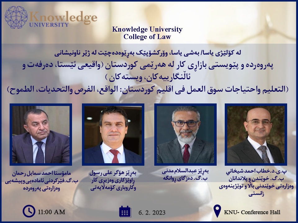 Special Workshop: Exploring the Link between Education and Labor Market Needs in the Kurdistan Region Special Workshop: Exploring the Link between Education and Labor Market Needs in the Kurdistan Region