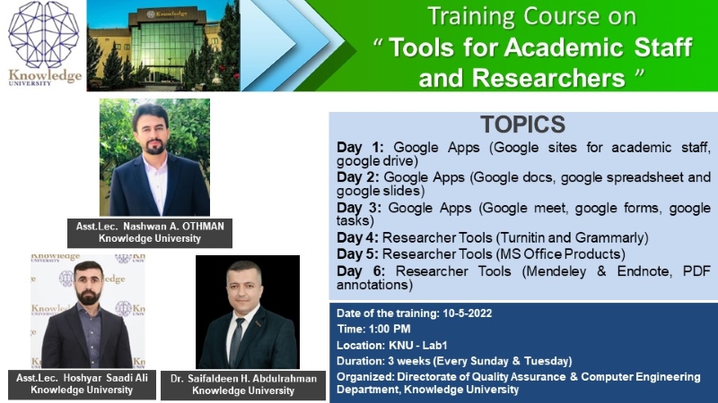Tools For Academic Staff And Researchers Training Course Tools For Academic Staff And Researchers Training Course