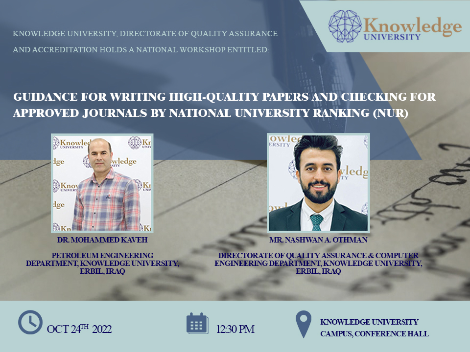Guidance for Writing High-Quality Papers and Checking for Approved Journals by National University Ranking(NUR)
