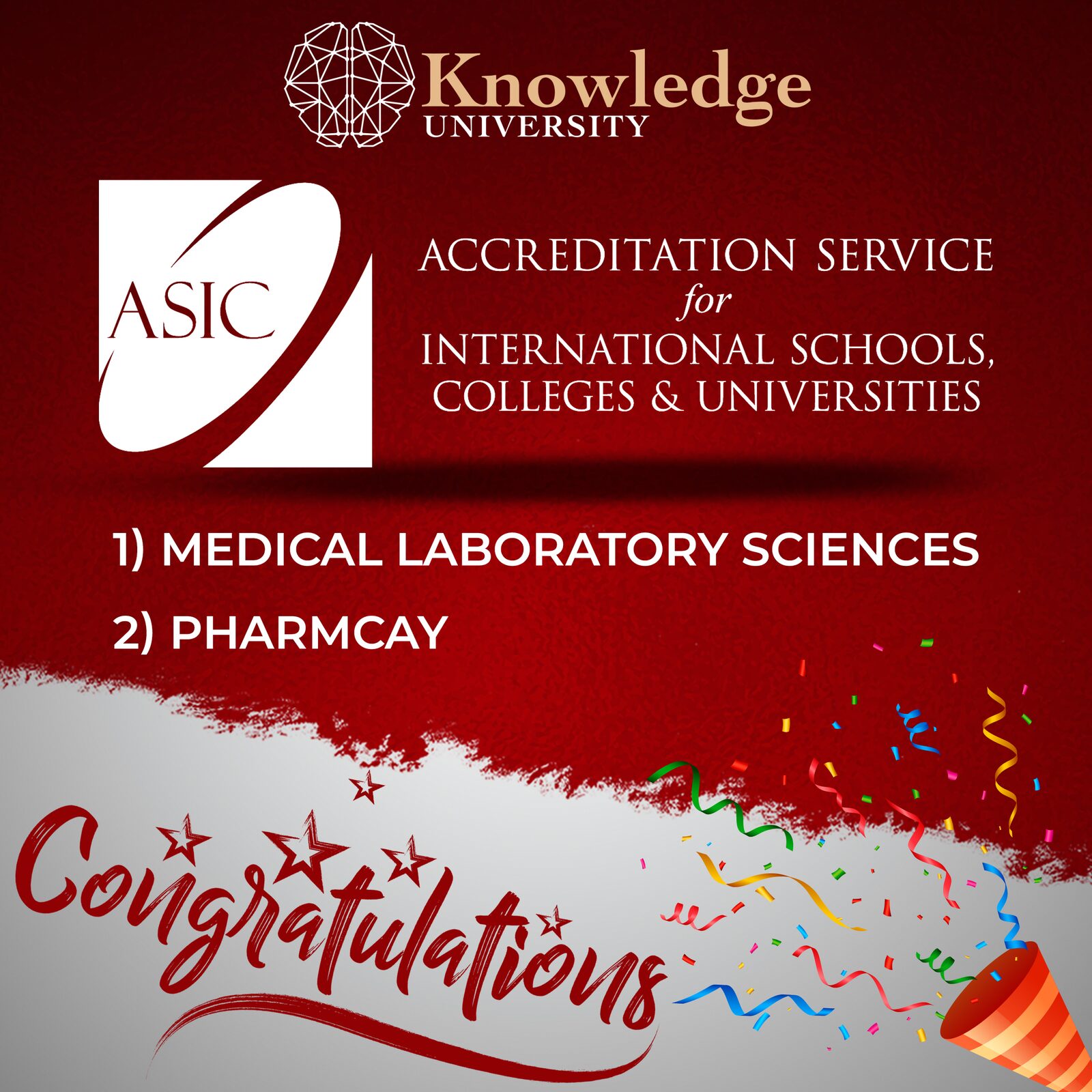 International Accreditation Granted to Medical Laboratory Sciences and Pharmacy Departments at Knowledge University