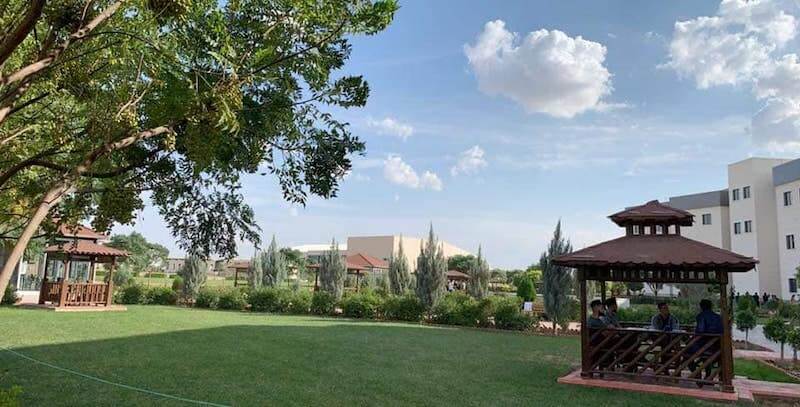 Gardens and shaded seating at Knowledge University
